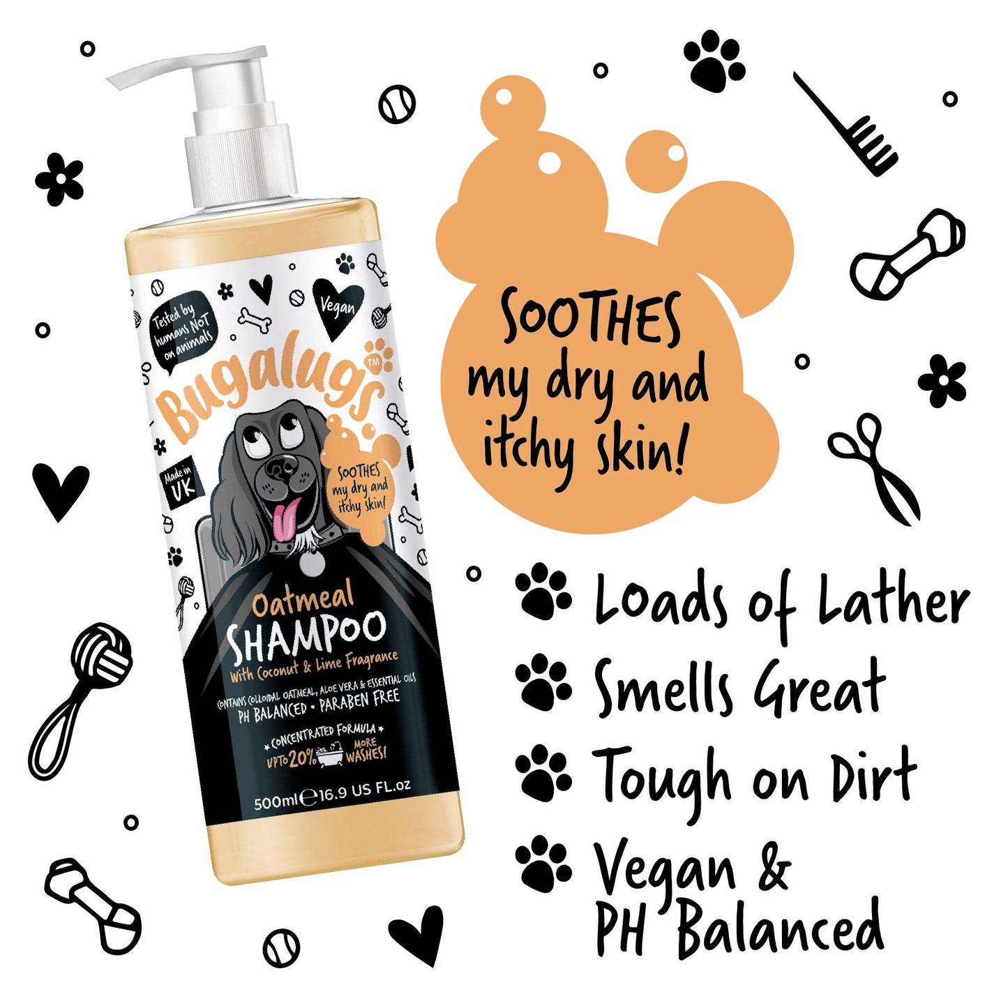 Bugalugs Soothing Oatmeal Dog Shampoo - Happipaws Ltd