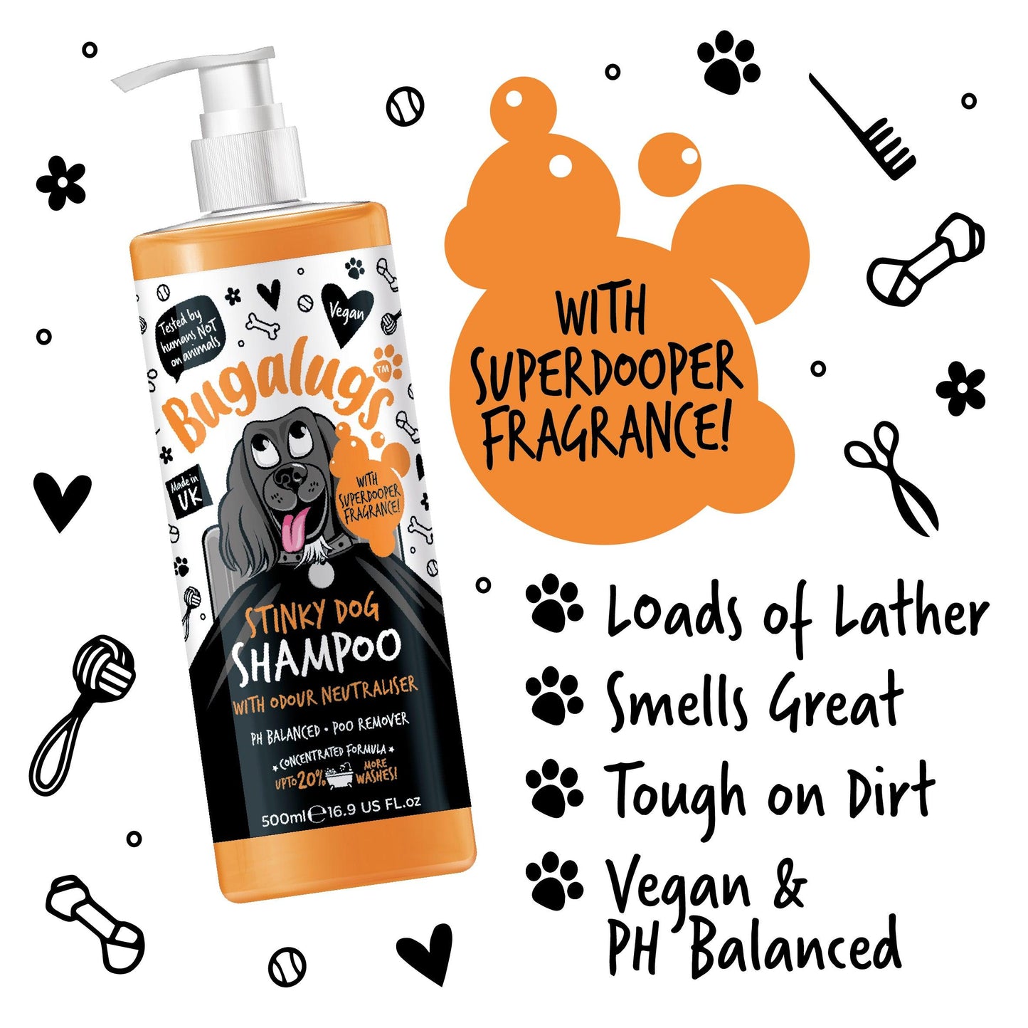 Bugalugs Stinky Dog Odour Neutralising Dog Shampoo - Happipaws Ltd