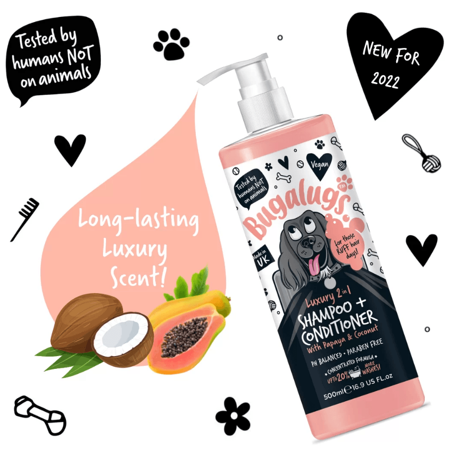 Bugalugs Luxury 2 in 1 (Papaya + Coconut) Dog Shampoo + Conditioner - Happipaws Ltd