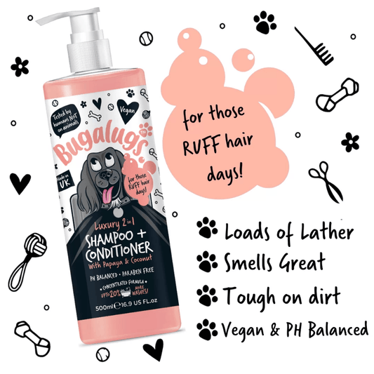 Bugalugs Luxury 2 in 1 (Papaya + Coconut) Dog Shampoo + Conditioner - Happipaws Ltd