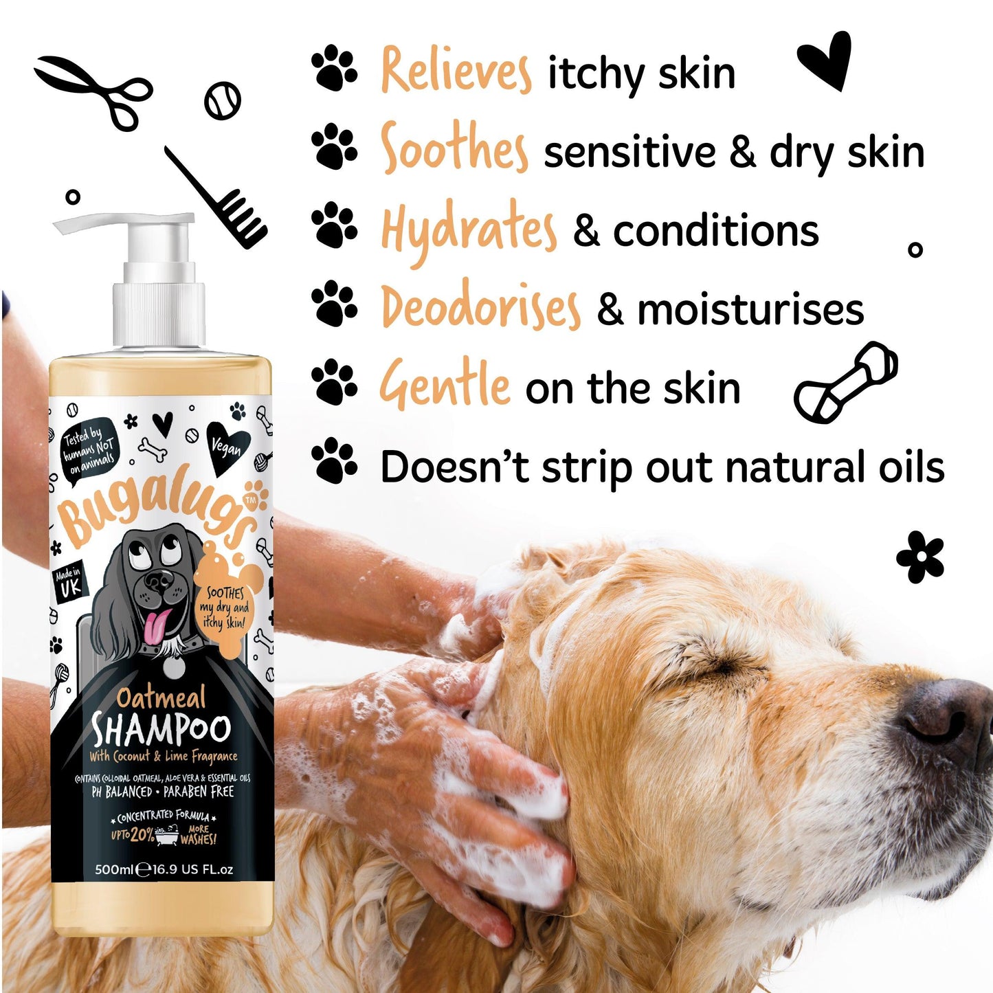 Bugalugs Soothing Oatmeal Dog Shampoo - Happipaws Ltd