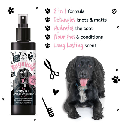 Bugalugs 2 in 1 (Raspberry & Lemon) Detangling + Conditioning Dog Spray - Happipaws Ltd