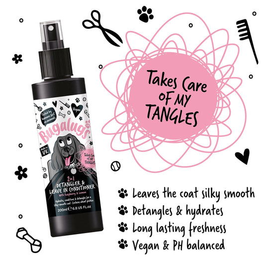 Bugalugs 2 in 1 (Raspberry & Lemon) Detangling + Conditioning Dog Spray - Happipaws Ltd